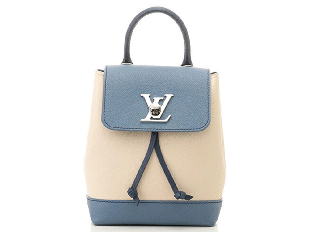 LOUIS VUITTON Backpack Lockme Calfskin Blue